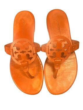Tory Burch Miller Leather Toe-Post Sandal in Vintage Vachetta Brown Size 8.5